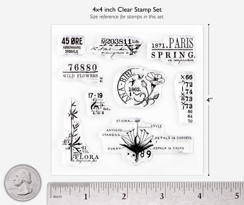Wintertime Crafts Spring Vintage Small Clear Stamps 4x4 inch by Wintertime Crafts for Scrapbooking and Art Journals - Image 3